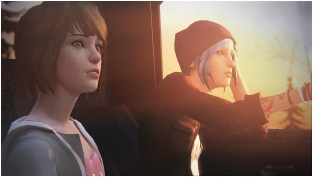 Chloe and Max travelling as seen while playing in gaming pc Chloe and Max Main Character in Life is Strange game for gaming pc