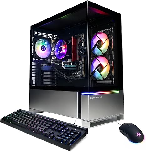 silver and black gaming pc with rainbow lights - best gaming pcs under $1500